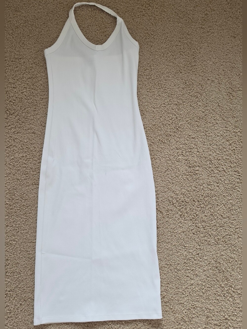 Babaton White Sleeveless Halter Maxi Dress. Small.